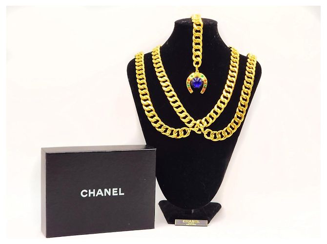 Vintage Seltenes Maison Gripoix Hufeisen Halskette Gürtel Chanel Gold hardware - Ansicht 10