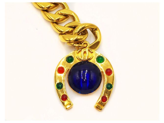 Vintage Seltenes Maison Gripoix Hufeisen Halskette Gürtel Chanel Gold hardware - Ansicht 14