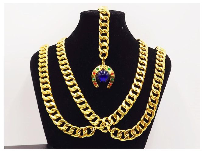 Vintage Seltenes Maison Gripoix Hufeisen Halskette Gürtel Chanel Gold hardware - Ansicht 9