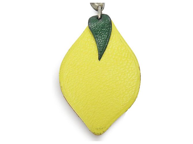 Hermès Hermes Leather Silver925 Bag Charm Lemon Key Ring Green - view 2
