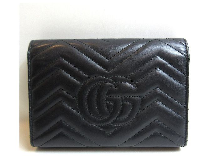 Cartera de cuero Gucci GG Marmont con cadena negra - vista 2