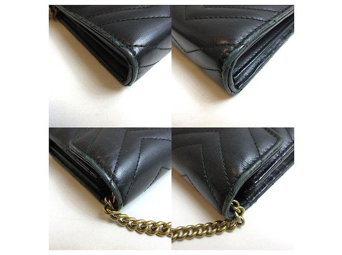 Cartera de cuero Gucci GG Marmont con cadena negra - vista 4