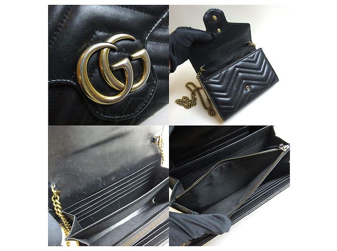 Cartera de cuero Gucci GG Marmont con cadena negra - vista 5