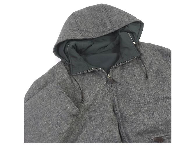 Hermès Giacca reversibile in piuma HERMES in cashmere e nylon grigia 52 Marrone - vista 3
