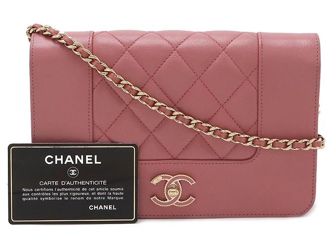 Chanel Mademoiselle Matelasse Chain Wallet Shoulder Bag A80972 Pink - view 9