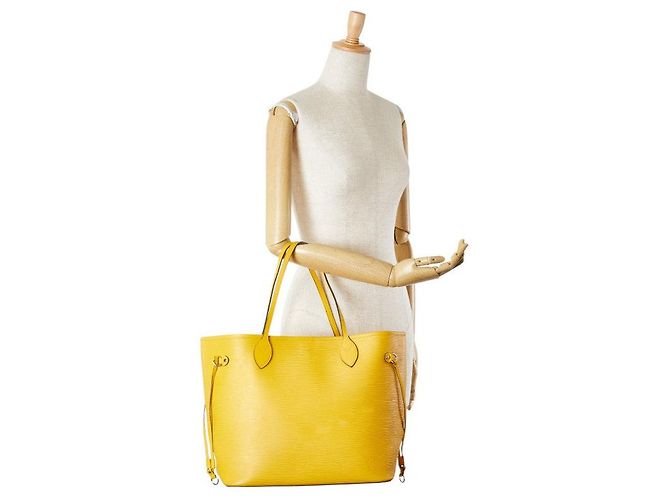 Louis Vuitton Neverfull MM Tote Bag Yellow Leather - view 12