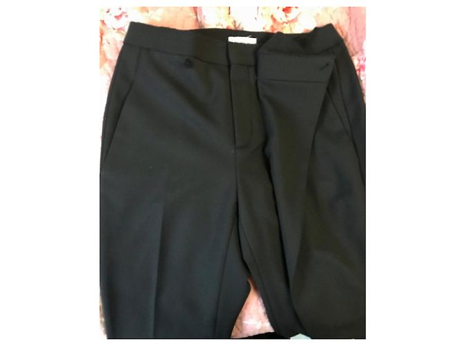 Calça reta drapeada preta de lã Helmut Lang Preto - vista 2