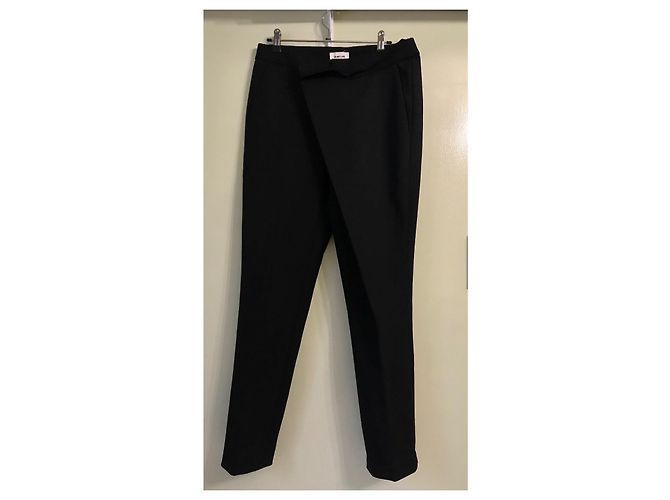 Calça reta drapeada preta de lã Helmut Lang Preto - vista 3