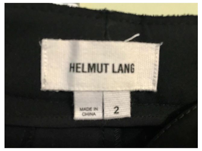 Calça reta drapeada preta de lã Helmut Lang Preto - vista 5