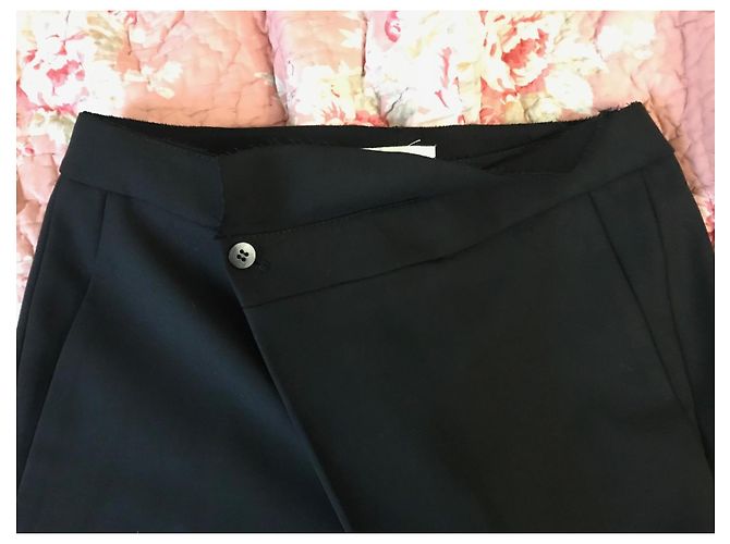 Calça reta drapeada preta de lã Helmut Lang Preto - vista 6