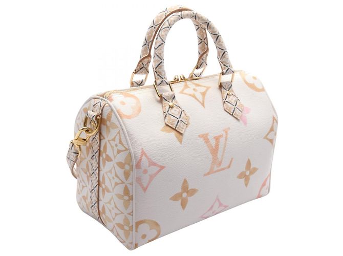 Sac à main Louis Vuitton Speedy Bandoulière 25 M22987 Blanc - vue 2