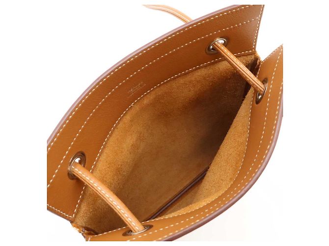 Hermès Hermes Aline Mini Leather Shoulder Bag Brown Golden - view 6