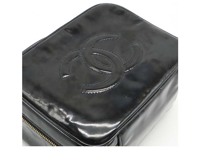 Chanel Coco Mark Vanity Bag Patent Leather Black - view 8