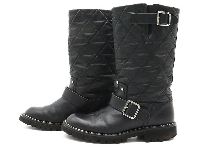 Botas de cuero Matelassé de Chanel Negro - vista 2