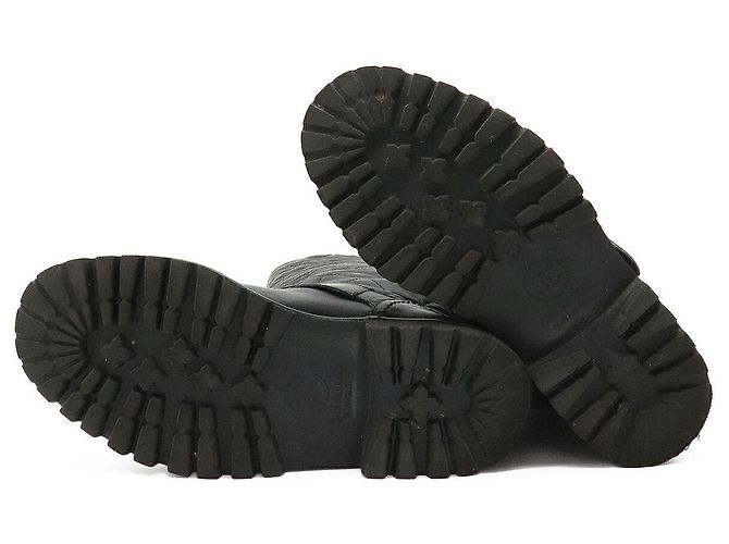 Botas de cuero Matelassé de Chanel Negro - vista 4