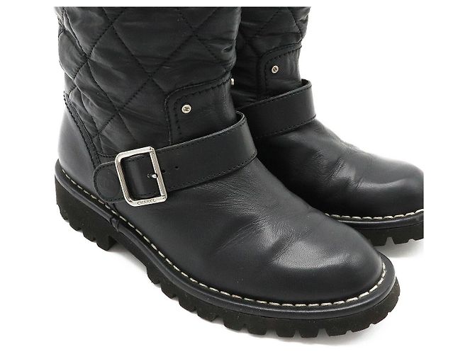 Botas de cuero Matelassé de Chanel Negro - vista 5