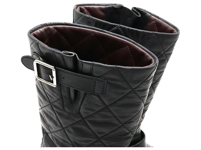 Botas de cuero Matelassé de Chanel Negro - vista 6