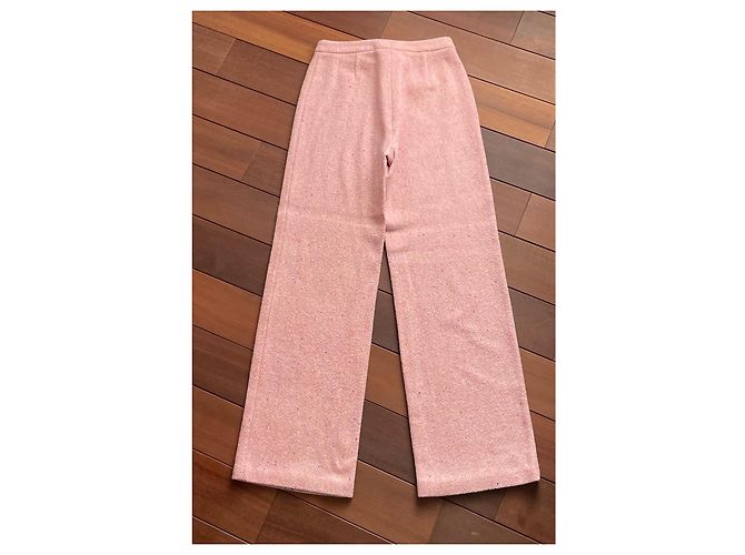 Autre Marque Pantalones Apriori Rosa de Lana y Seda con Espiga - vista 3