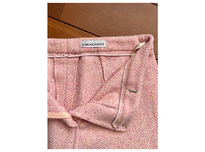Autre Marque Pantalones Apriori Rosa de Lana y Seda con Espiga - vista 4