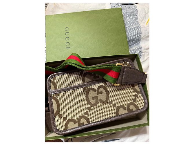 Borsa a spalla mini Jumbo GG Gucci marrone tela - vista 2