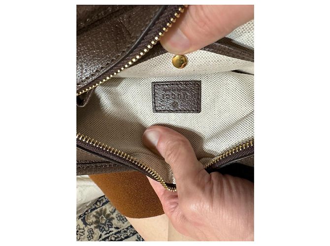 Borsa a spalla mini Jumbo GG Gucci marrone tela - vista 9