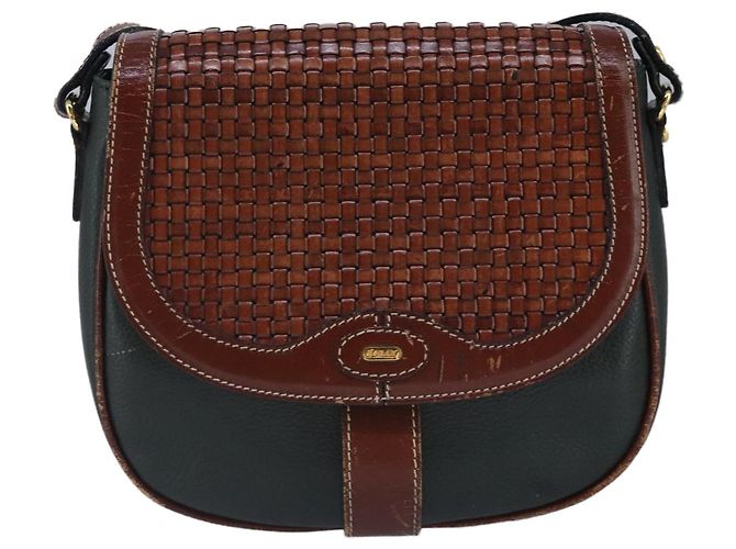 BALLY Borsa a Spalla in Pelle Marrone Verde Auth ti2296 - vista 13