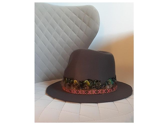 Cappello Hipanema forma Borsalino in feltro di lana marrone scuro - vista 5