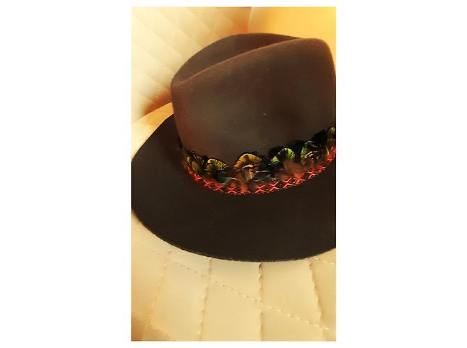Cappello Hipanema forma Borsalino in feltro di lana marrone scuro - vista 7