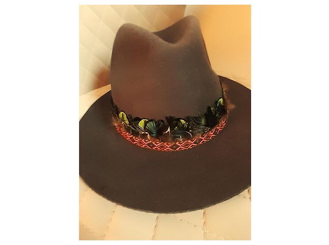 Cappello Hipanema forma Borsalino in feltro di lana marrone scuro - vista 8