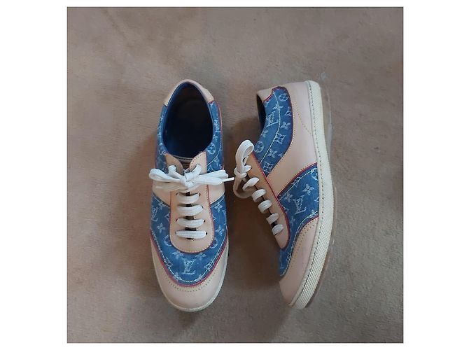 Sneakers Louis Vuitton Blu e Beige in Pelle - vista 10