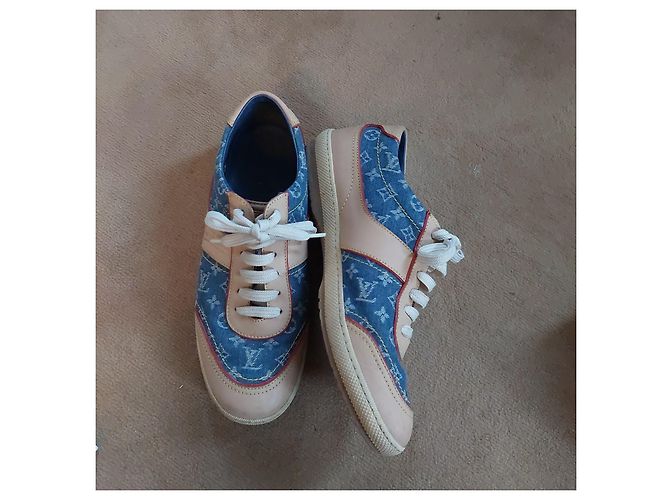 Sneakers Louis Vuitton Blu e Beige in Pelle - vista 11