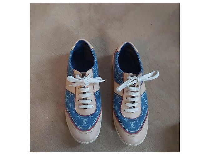 Sneakers Louis Vuitton Blu e Beige in Pelle - vista 12