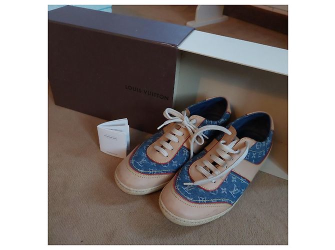 Sneakers Louis Vuitton Blu e Beige in Pelle - vista 2