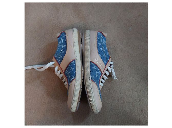 Sneakers Louis Vuitton Blu e Beige in Pelle - vista 5