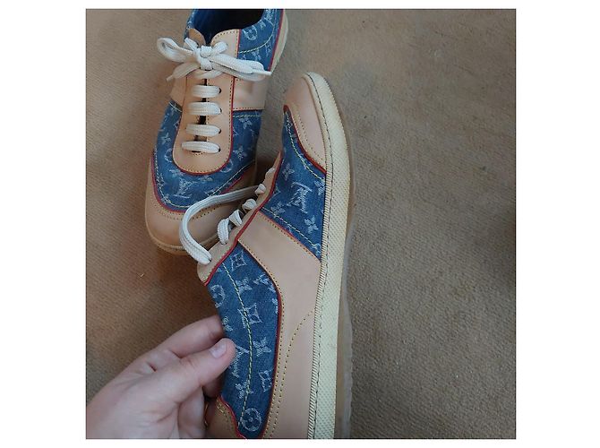Sneakers Louis Vuitton Blu e Beige in Pelle - vista 7