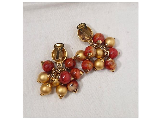 Orecchini natalizi Trussardi vintage degli anni '90 Marrone D'oro - vista 7
