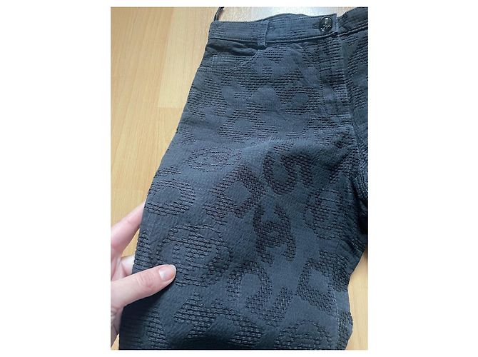 Chanel Jeans Monogramm Doppel CC Logo Schwarz Baumwolle - Ansicht 4
