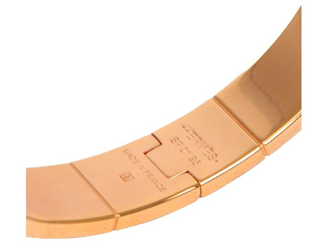 HERMÈS - Bracelet Hinge Hermès en Émail Corail (T0) Rose - vue 5