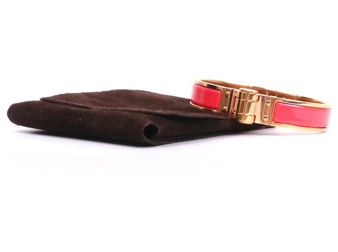 HERMÈS - Bracelet Hinge Hermès en Émail Corail (T0) Rose - vue 6