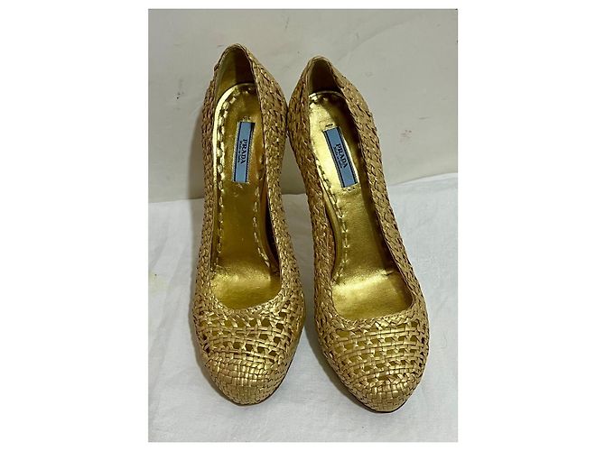 Décolleté intrecciato dorate di Prada D'oro - vista 5
