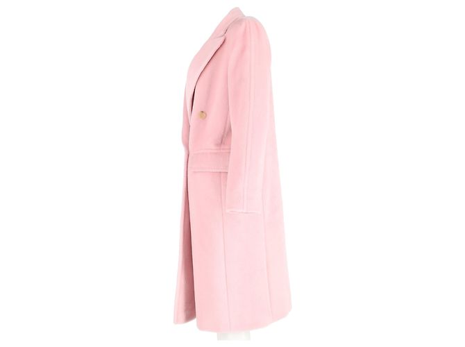 Abrigo cruzado Max Mara en lana rosa - vista 5