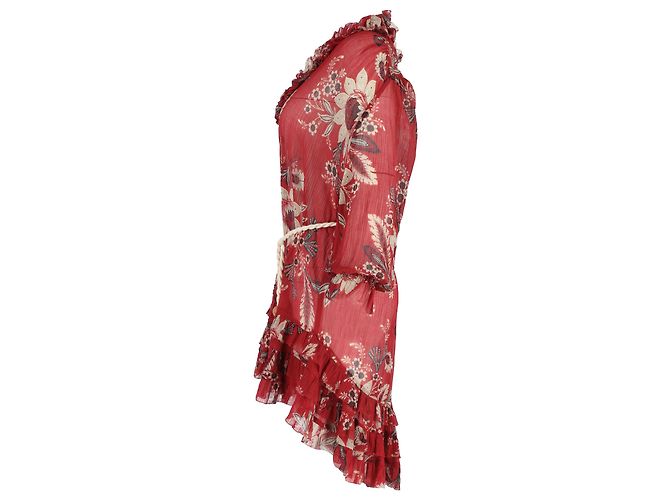 Zimmermann Mini-Rüschkleid mit floralem Druck aus rotem Polyester - Ansicht 2