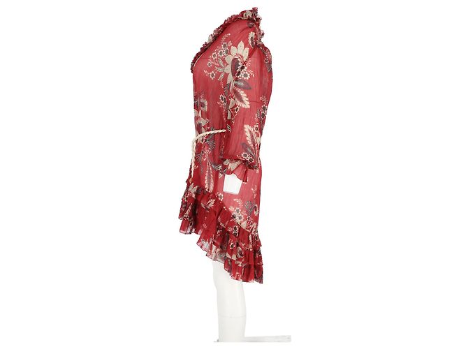 Zimmermann Mini-Rüschkleid mit floralem Druck aus rotem Polyester - Ansicht 5
