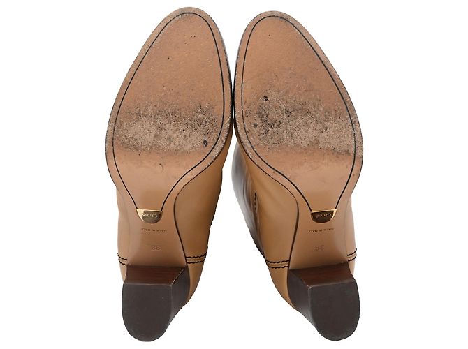 Chloé Knee-High Riding Heeled Boots in Brown Leather - view 6