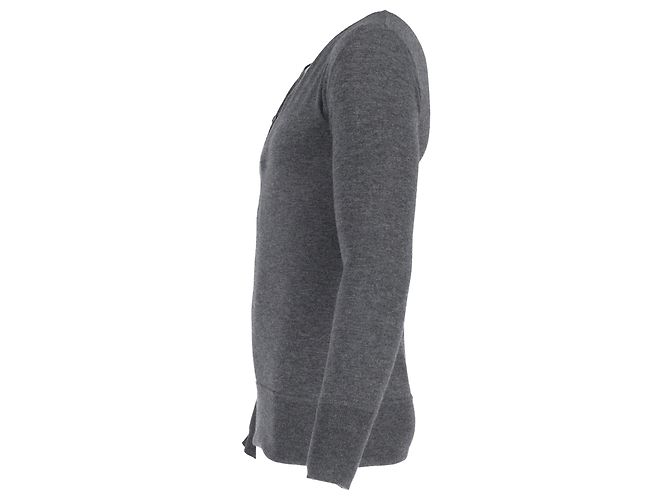 Thom Browne Bottega Veneta halbknopf Pullover aus grauer Wolle - Ansicht 2