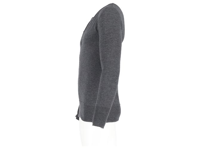 Thom Browne Bottega Veneta halbknopf Pullover aus grauer Wolle - Ansicht 5