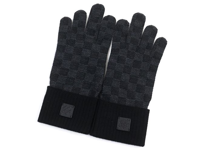 Guanti in lana e pelle con logo Louis Vuitton M77992 Nero - vista 3