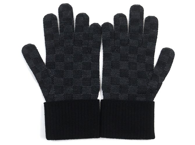 Guanti in lana e pelle con logo Louis Vuitton M77992 Nero - vista 4