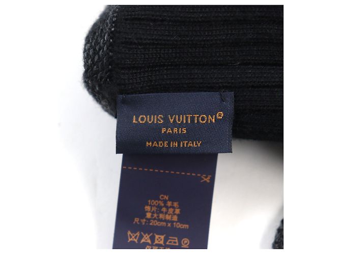 Guanti in lana e pelle con logo Louis Vuitton M77992 Nero - vista 6