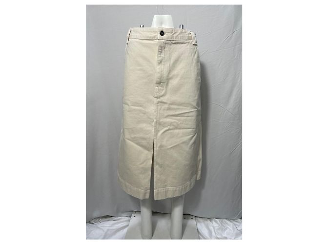 Falda midi de mezclilla Charlene Khaite en algodón crema Blanco Crudo - vista 12